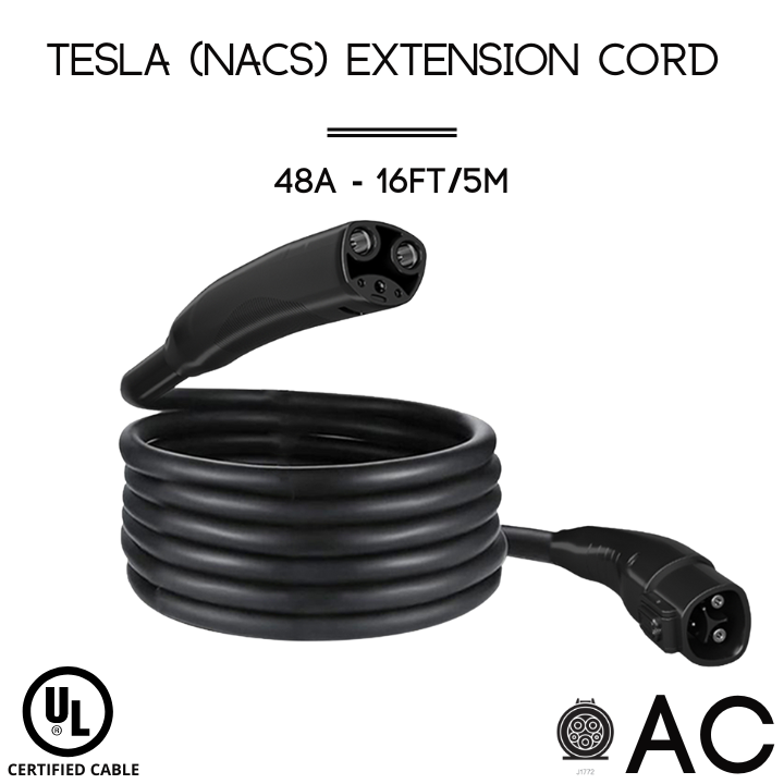 48A | Tesla (NACS) Extension Cord | Door Opener/Stop Button | 16ft/5m | 12 Months Warranty