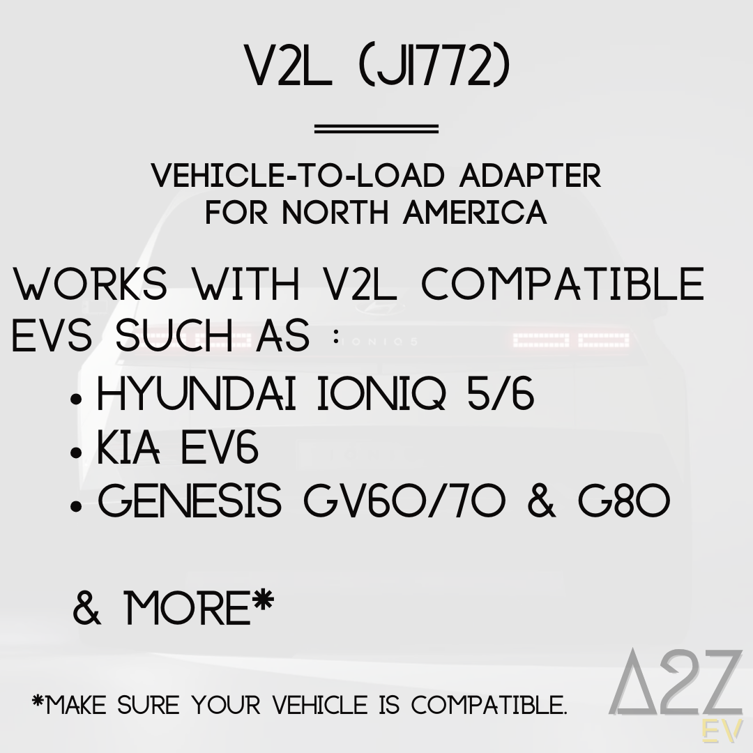 V2L (J1772) | Vehicle-To-Load | Pour l'Amérique du Nord | Jusqu'à 20A | 12 mois de garantie